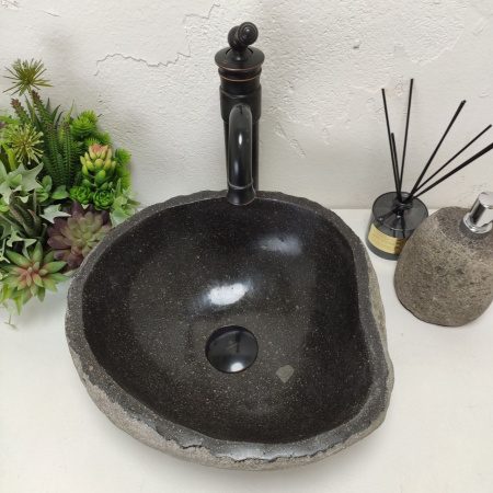 Накладная раковина из речного камня RS01447 (37*35*15) фото