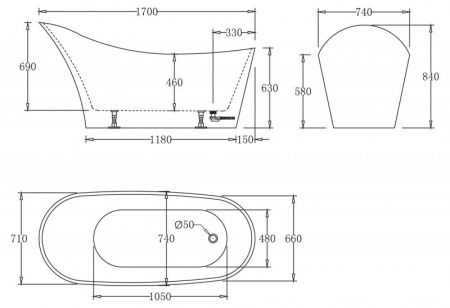 Акриловая ванна BelBagno BB64-1700 170х74 фото
