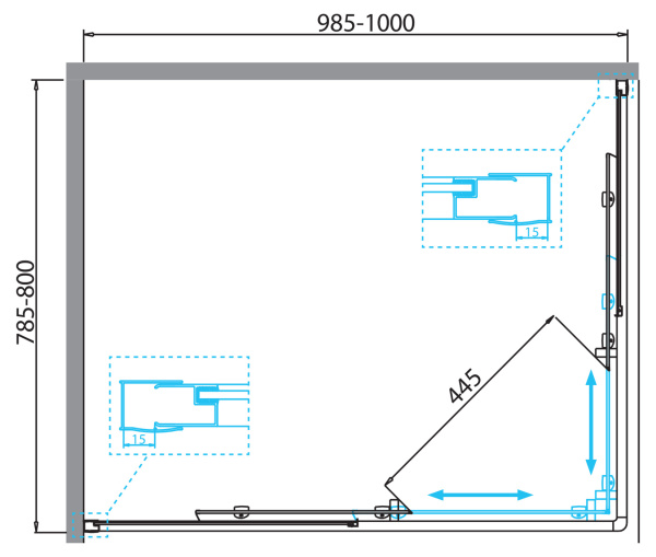 Душевой уголок BelBagno DUE DUE-AH-2-100/80-C-Cr фото