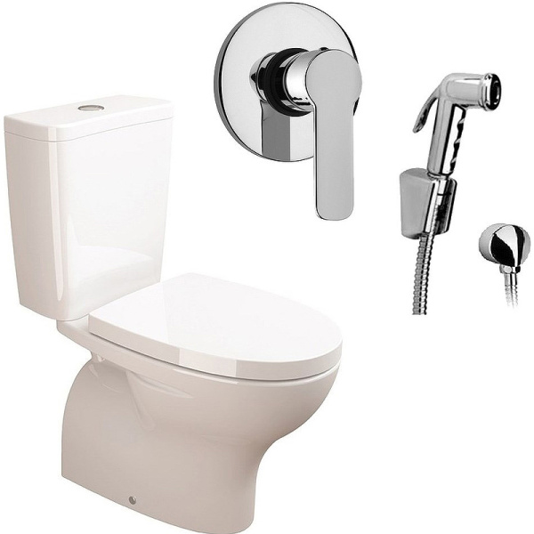 Комплект унитаза компакт с гигиеническим душем Sanitana Pop NC999661arona с бачком и сиденьем Микролифт фото