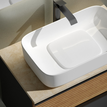 Тумба под раковину Sancos Delta DL80GR дуб красный/графит фото