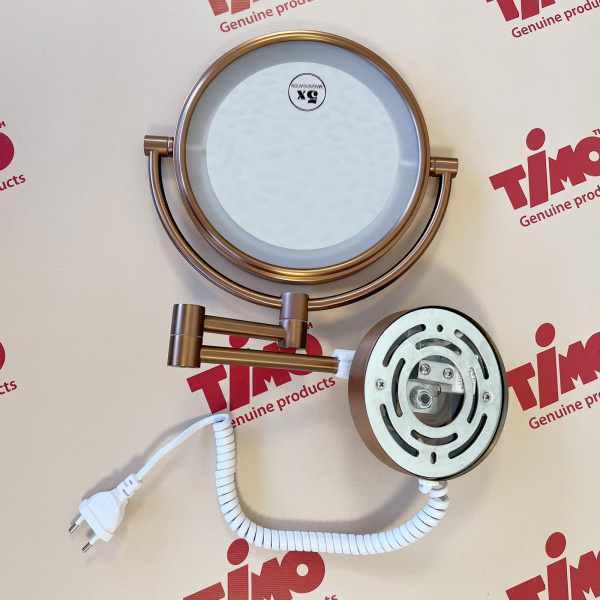 Зеркало с подсветкой и 5 кратным увеличением Timo Saona 13376/19 Розовое золото фото