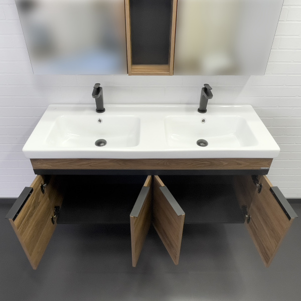 Тумба-умывальник Comforty Дуэт-125 дуб тёмно-коричневый с раковиной Гармония 125 00-00017178CF фото