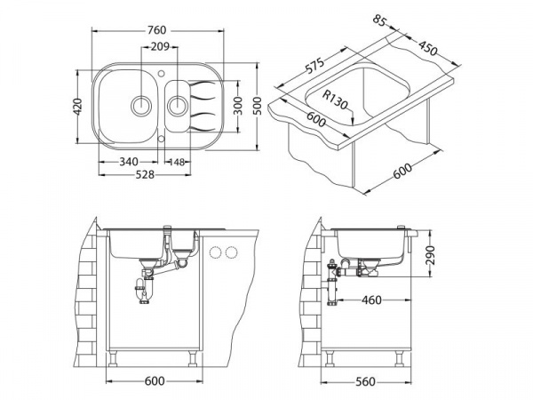 Мойка для кухни Alveus Wave 30 черный фото