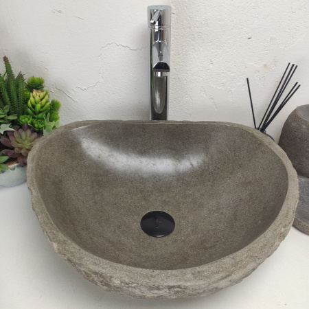 Накладная раковина из речного камня RS01380 (48*39*15) фото