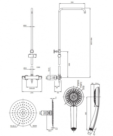 Душевая система (стойка) Omnires Y Y1244X/6CR фото