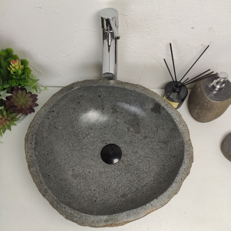 Накладная раковина из речного камня RS01394 (45*41*15) фото