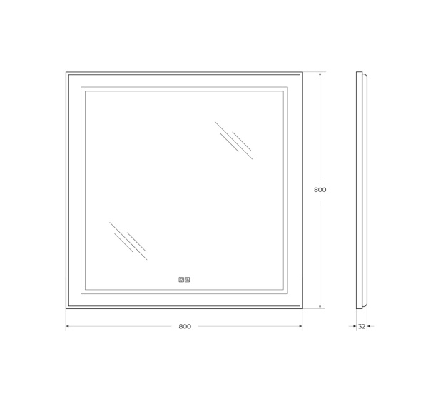 Зеркало с подсветкой, сенсорным выключателем и подогревом BelBagno SPC-KRAFT-800-800-LED-TCH-WARM 80x80 сатин фото