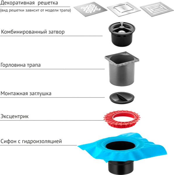 Душевой трап Berges Wasserhaus Zentrum Norma 091463 15 x15 см, хром фото