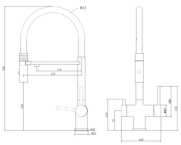 Смеситель для кухни с подключением к фильтру Vincea VKF-120MB черный матовый фото