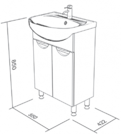 Тумба Bas Ария с раковиной Cersanit Эрика 55 см фото