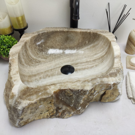Накладная раковина из оникса Erozy Grey EO-00591 (51*45*15см) фото