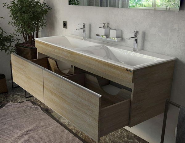 Тумба с двойной раковиной Raval Twins 140 Twi.01.140/P/DS фото