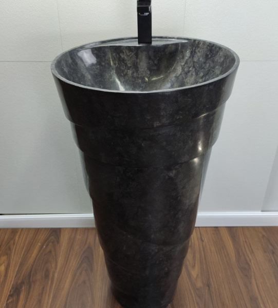 Раковина напольная из мрамора Pedestal Black Spiral MN-393 (45*45*90см) фото