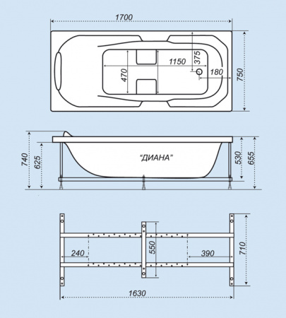 Акриловая ванна Triton Диана 170х75 фото