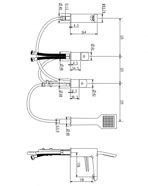 Смеситель на борт ванны Omnires Astoria AS5632XCR фото