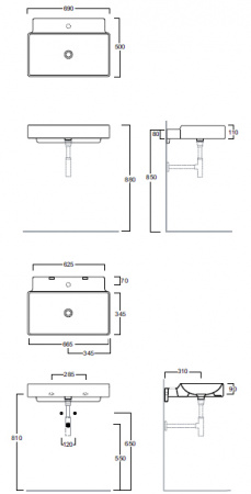 Подвесная раковина Simas Flow FL01bi 69 см фото
