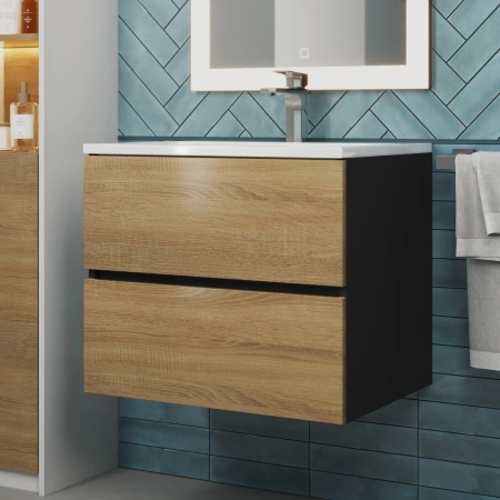 Тумба под раковину Uperwood Barsa 60 2930205257 черная/дуб сонома фото