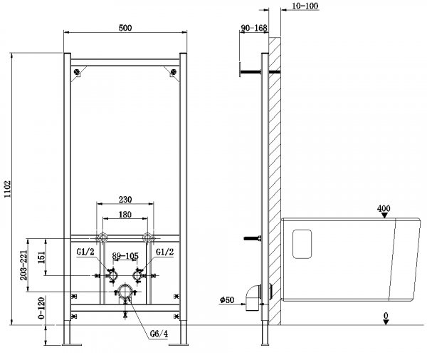 Инсталляция для подвесного биде AltroBagno Beni Aggiuntivi Bidet Frame 651A фото