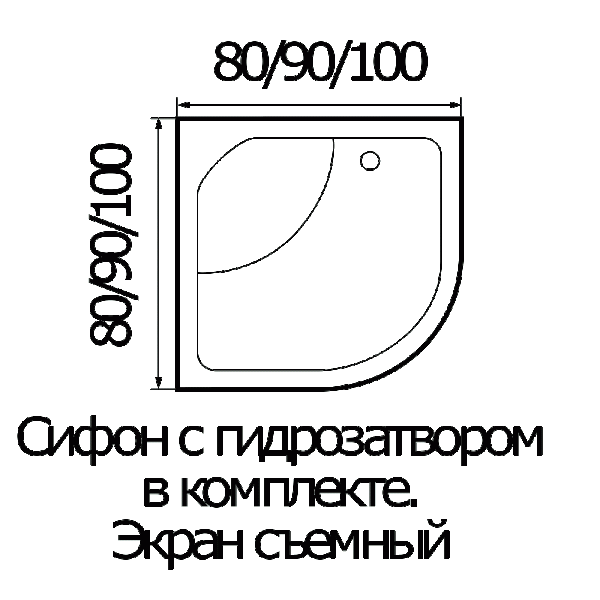 Поддон для душа River 80*80*43 полукруг фото