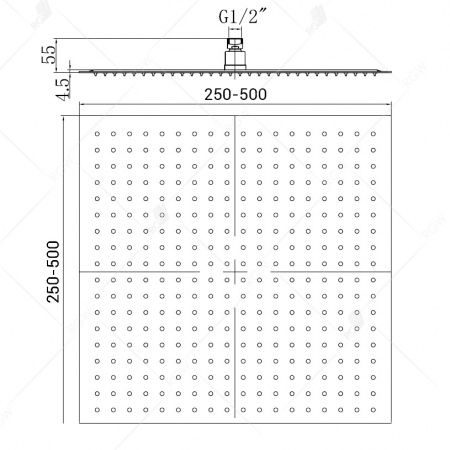 Верхний тропический душ RGW Shower Panels SP-82-25 B 21148225-04 25x25 фото