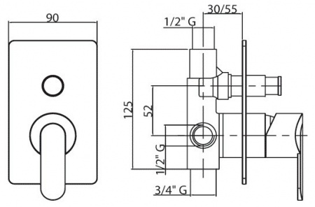 Смеситель для ванны и душа Cezares Heaven HEAVEN-VDIM-01-Cr фото