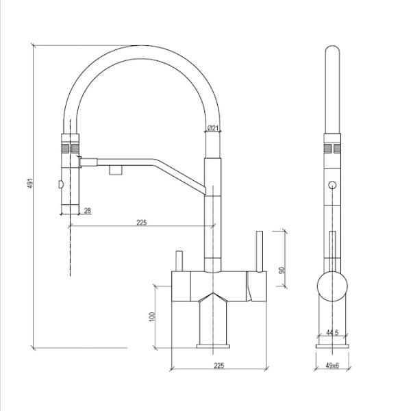 Смеситель для кухни под фильтр Milacio Ultra Cartes MCU.557.GD брашированное золото фото