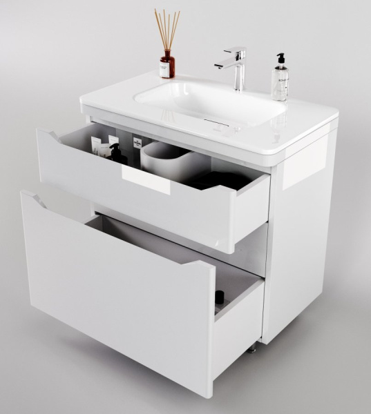 Тумба под раковину Style Line Марелла 80 Люкс Plus СС-00002402 белый глянец антискрейтч фото