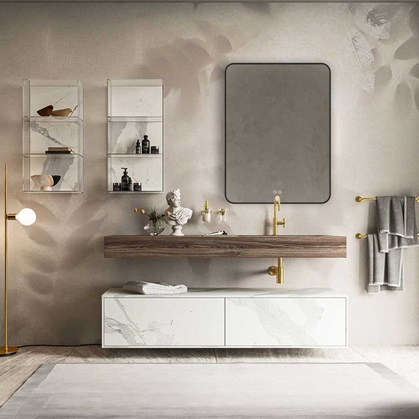 Зеркало с подсветкой Vincea LED VLM-3VC600B-2 черное, c сенсорным выключателем и диммером, с функцией антизапотевания 60x80 фото