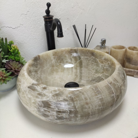 Накладная раковина из оникса Donut Grey Medium DO-01541 (45*45*15) фото