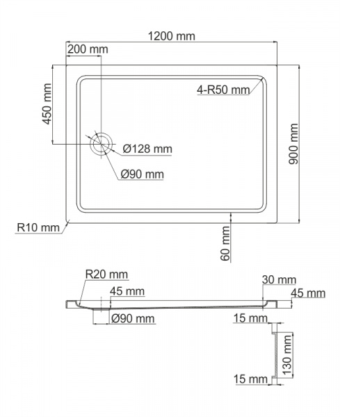 Поддон для душа WasserKRAFT Amper 29T07 120х90 фото