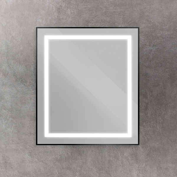 Зеркало с подсветкой и сенсорным выключателем BelBagno SPC-KRAFT-700-800-SENS-NERO 70x80 черное фото