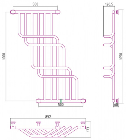 Водяной полотенцесушитель Сунержа Нега 100х85 00-0225-1085 фото