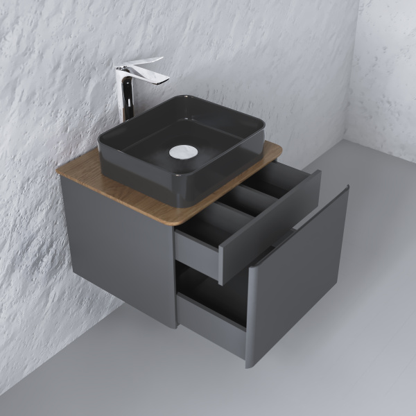 Тумба под раковину Raval Morelle 60 Mrl.01.60/P/A-T/RL антрацит/трюфель фото