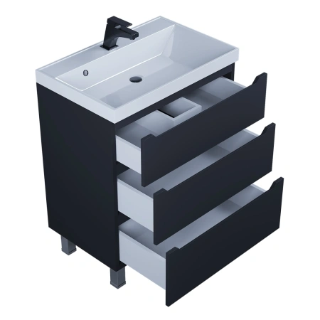 Тумба под раковину напольная Uperwood Tanos 70 291020333 черная матовая фото