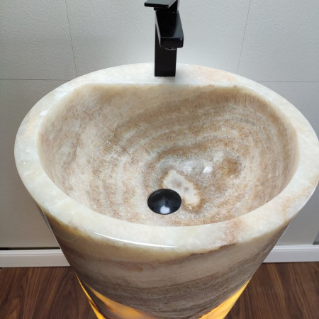 Раковина напольная из оникса Yellow ON-01355 (45*45*90) фото