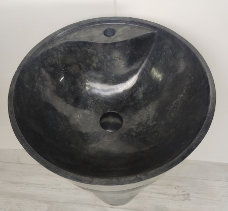 Напольная раковина из мрамора Indo Pedestal Black Spiral MN-393 фото