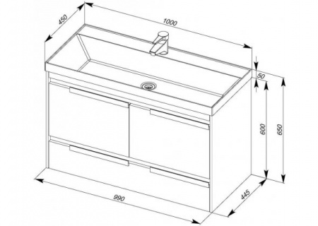 Тумба с раковиной Aquanet Тиволи 100 00213006 фото