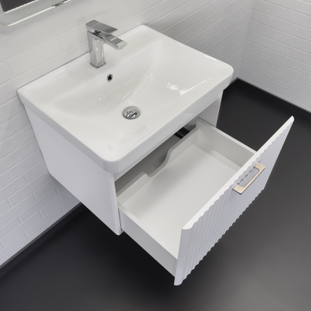Тумба с раковиной Comforty Ангара 60П 00-00017871 белая матовая фото