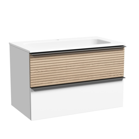 Тумба под раковину Sancos Delta DL80W дуб светлый/белый фото