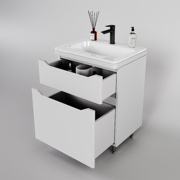 Тумба под раковину Style Line Марелла 60 Люкс Plus СС-00002395 белый матовый антискрейтч фото