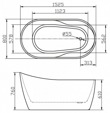 Акриловая ванна BelBagno BB301 152х80 фото