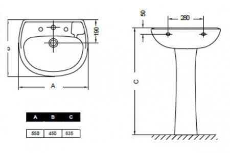 Подвесная раковина Gala Nila 17020 55 см фото
