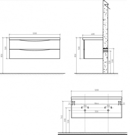 Тумба под раковину BelBagno Ancona-N ANCONA-N-1200-2C-SO-2-BL 120 см фото