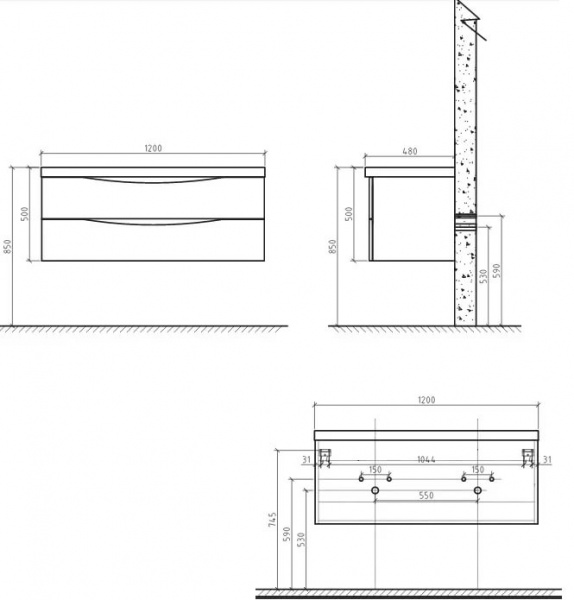 Тумба под раковину BelBagno Ancona-N ANCONA-N-1200-2C-SO-2-BL 120 см фото