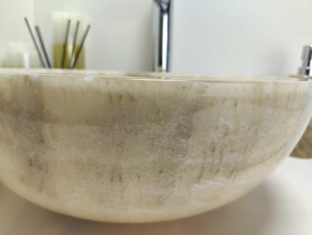 Накладная раковина из оникса Indo Bowl Grey Small TinLip BO-00329 фото