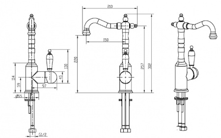 Высокий смеситель для раковины Boheme Crystal 302-CRST фото