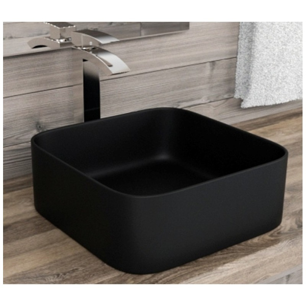 Накладная раковина Esbano Ercina ESRNERCIMB 38,5x38,5 черная матовая фото