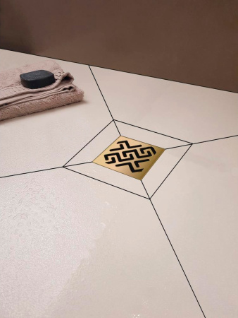 Душевой трап Berges Wasserhaus Platz Antik 094060 10x10 см, бронза фото