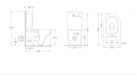 Унитаз напольный CeramaLux NC NS2178MB с сиденьем, черный матовый фото